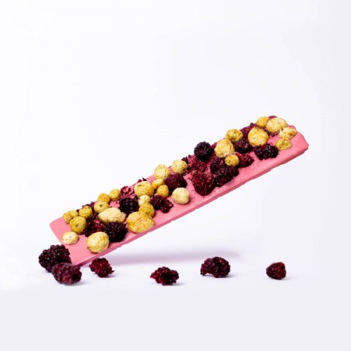 Tabliczka prawdziwej belgijskiej czekolady - rubinowa z jeżyną i agrestem